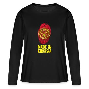 Made In Kirgisia Kirgistan Kirgisistan Kirgisistan - Frauen Premium Bio Langarmshirt - Schwarz - Vorne - Julia (174cm)