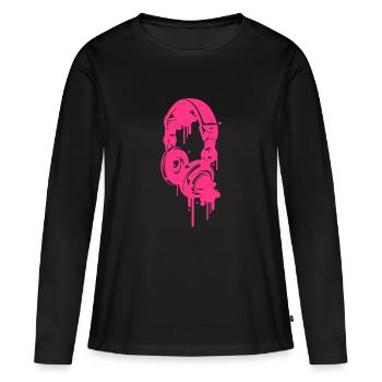 headphones - Women's Premium Organic Long Sleeve Shirt - black - Front - Julia (174cm)