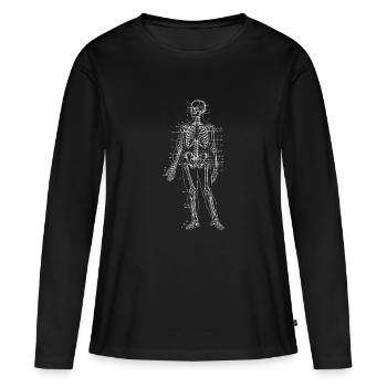 squelette grand, blanc, d’un point de vue médical - T-shirt manches longues Premium bio Femme - noir - Devant - Julia (174cm)