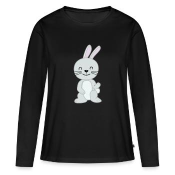 Lapin malin cute - T-shirt manches longues Premium bio Femme - noir - Devant - Julia (174cm)