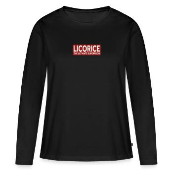 LA RÉGLISSE - LE SUPERALIMENT ULTIME - T-shirt manches longues Premium bio Femme - noir - Devant - Julia (174cm)