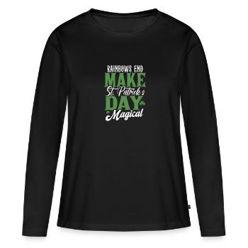 Rainbows End machen den St. Patricks Day magisch - Frauen Premium Bio Langarmshirt - Schwarz - Vorne - Julia (174cm)
