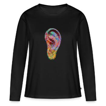oreille - T-shirt manches longues Premium bio Femme - noir - Devant - Julia (174cm)