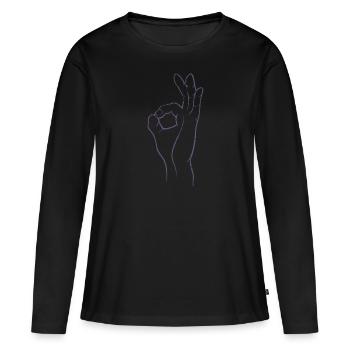 Parfait! Super! Excellente! - Main dans le trou - T-shirt manches longues Premium bio Femme - noir - Devant - Julia (174cm)