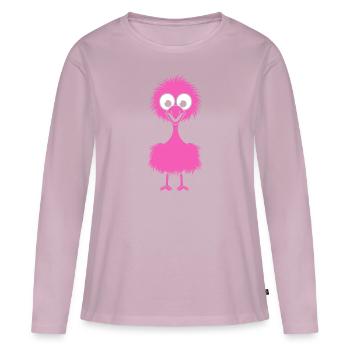 autruche - T-shirt manches longues Premium bio Femme - rose poudré - Devant - Julia (174cm)