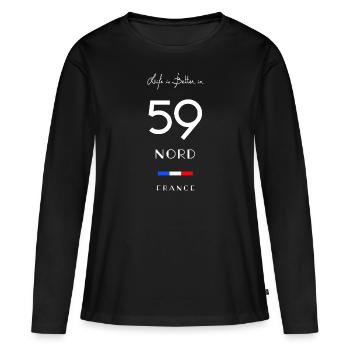 Life in 59 NORD Department Hauts de France - T-shirt manches longues Premium bio Femme - noir - Devant - Julia (174cm)