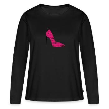 Talon haut rose - T-shirt manches longues Premium bio Femme - noir - Devant - Julia (174cm)