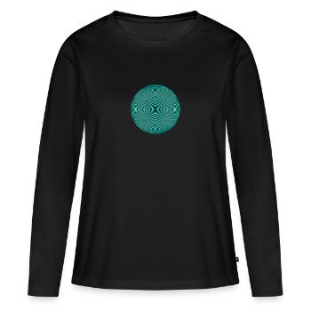 Kreis mit optischer Illusion - Frauen Premium Bio Langarmshirt - Schwarz - Vorne - Julia (174cm)