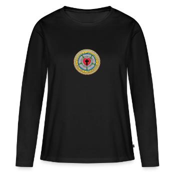 Les trois solos de la Réforme. - T-shirt manches longues Premium bio Femme - noir - Devant - Julia (174cm)
