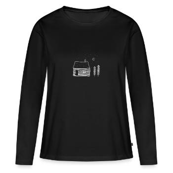 Hutte solitaire - T-shirt manches longues Premium bio Femme - noir - Devant - Julia (174cm)