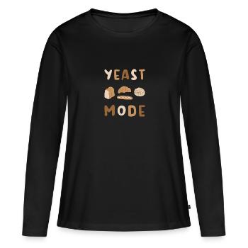 Boulangerie Boulangerie Levain, Mode levure - T-shirt manches longues Premium bio Femme - noir - Devant - Julia (174cm)