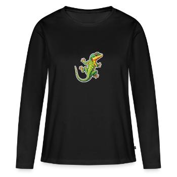 Eidechsen-Gecko - Frauen Premium Bio Langarmshirt - Schwarz - Vorne - Julia (174cm)