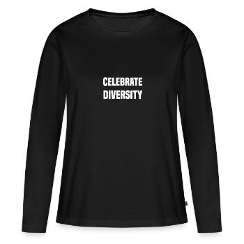 Célébrer la diversité - T-shirt manches longues Premium bio Femme - noir - Devant - Julia (174cm)