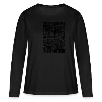 Batterie Batterie Percussions - T-shirt manches longues Premium bio Femme - noir - Devant - Julia (174cm)
