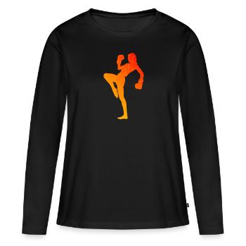 Kickbox Boxen Boxe Kickboxer Kickboxing - T-shirt manches longues Premium bio Femme - noir - Devant - Julia (174cm)