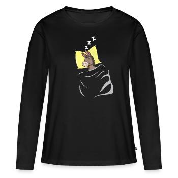 Esel Schlafshirt Nachthemd Pyjama Schlafanzug Tier - Frauen Premium Bio Langarmshirt - Schwarz - Vorne - Julia (174cm)