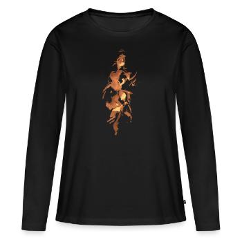 Frau abstrakt - TUSCHE - Frauen Premium Bio Langarmshirt - Schwarz - Vorne - Julia (174cm)