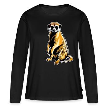 Mignon petit suricate - T-shirt manches longues Premium bio Femme - noir - Devant - Julia (174cm)