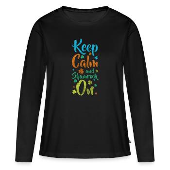 Shamrock Pensée positive Amour Energie - T-shirt manches longues Premium bio Femme - noir - Devant - Julia (174cm)