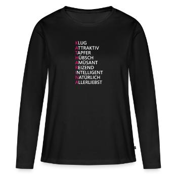 Katharina Name Geschenk - Frauen Premium Bio Langarmshirt - Schwarz - Vorne - Julia (174cm)