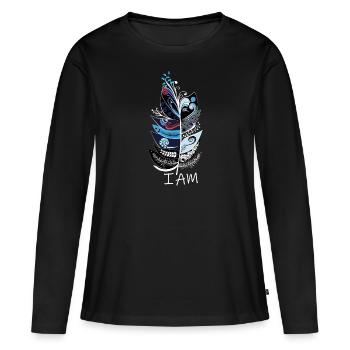 Plume - T-shirt manches longues Premium bio Femme - noir - Devant - Julia (174cm)
