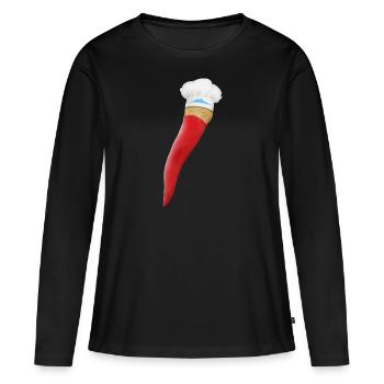 Curniciello Napoletano - La Petite Corne - T-shirt manches longues Premium bio Femme - noir - Devant - Julia (174cm)