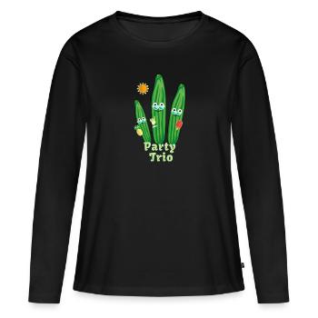 Famille de concombres,Concombre,Concombre,Mouche,Trio - T-shirt manches longues Premium bio Femme - noir - Devant - Julia (174cm)