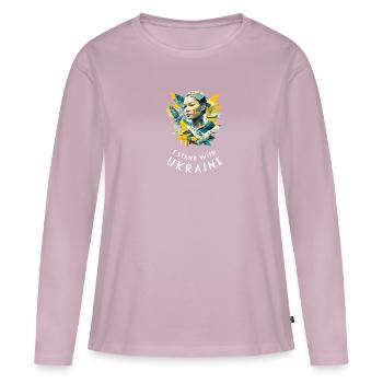 Ukraine - Frauen Premium Bio Langarmshirt - Altrosa - Vorne - Julia (174cm)