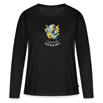 Ukraine - T-shirt manches longues Premium bio Femme - noir - Devant - Julia (174cm)