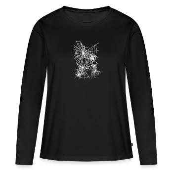 Araignée d’araignée, toile d’araignée, toile blanche, Halloween - T-shirt manches longues Premium bio Femme - noir - Devant - Julia (174cm)