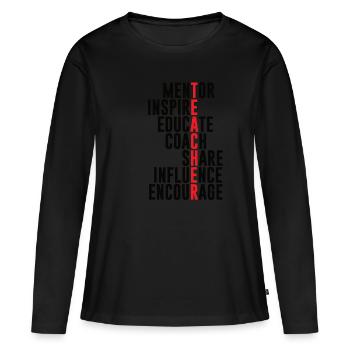 Lehrer - Frauen Premium Bio Langarmshirt - Schwarz - Vorne - Julia (174cm)