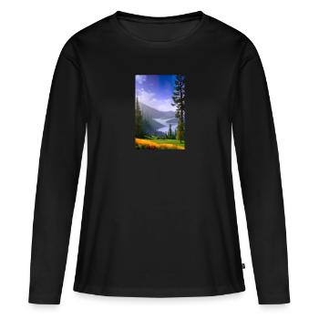Montagnes - T-shirt manches longues Premium bio Femme - noir - Devant - Julia (174cm)