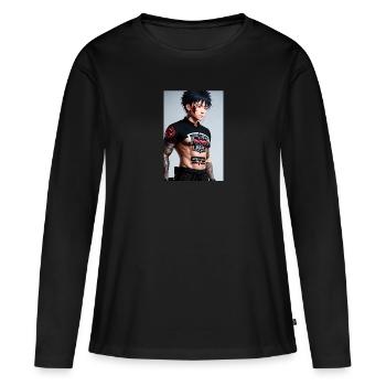 Personne d’anime japonais - T-shirt manches longues Premium bio Femme - noir - Devant - Julia (174cm)