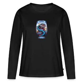 Dessin de tatouage de basilic - T-shirt manches longues Premium bio Femme - noir - Devant - Julia (174cm)