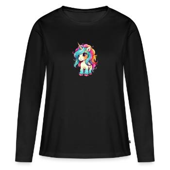 Licorne Dessin mignon - T-shirt manches longues Premium bio Femme - noir - Devant - Julia (174cm)