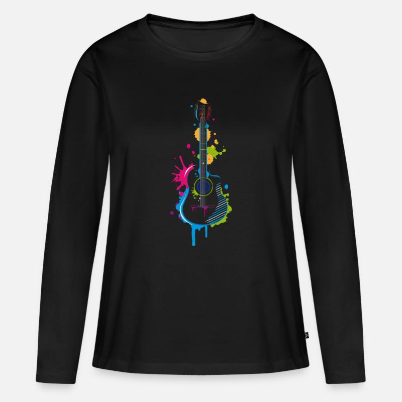 Graffiti Gitarre - Frauen Premium Bio Langarmshirt - Schwarz