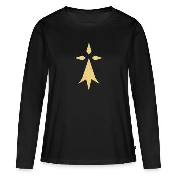 Bretagne - Hermine - T-shirt manches longues Premium bio Femme - noir - Devant - Julia (174cm)