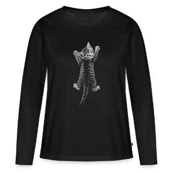 Chaton - T-shirt manches longues Premium bio Femme - noir - Devant - Julia (174cm)