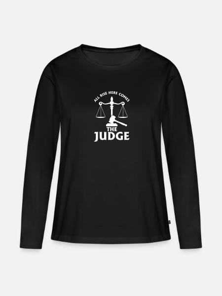Here Comes The Judge - Frauen Premium Bio Langarmshirt - Schwarz