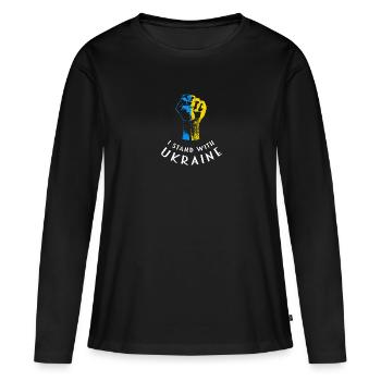 Ukraine - Frauen Premium Bio Langarmshirt - Schwarz - Vorne - Julia (174cm)