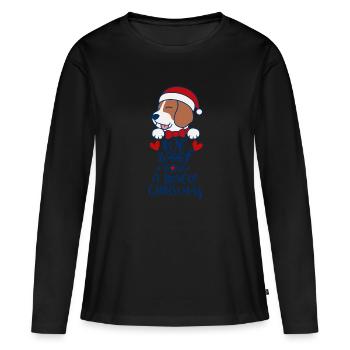 We woof you a beagle Christmas - Women's Premium Organic Long Sleeve Shirt - black - Front - Julia (174cm)
