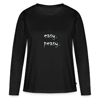 Easy. peasy. white / turquoise - Women's Premium Organic Long Sleeve Shirt - black - Front - Julia (174cm)