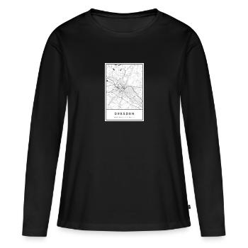 Dresde Carte Plan route Elbe lignes - T-shirt manches longues Premium bio Femme - noir - Devant - Julia (174cm)