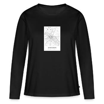 Dresde Carte Plan route Elbe - T-shirt manches longues Premium bio Femme - noir - Devant - Julia (174cm)