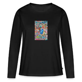 Jazz 4 und Graffiti - Frauen Premium Bio Langarmshirt - Schwarz - Vorne - Julia (174cm)