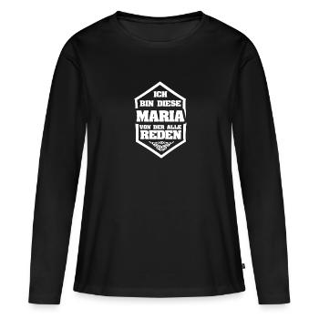 Maria - T-shirt manches longues Premium bio Femme - noir - Devant - Julia (174cm)