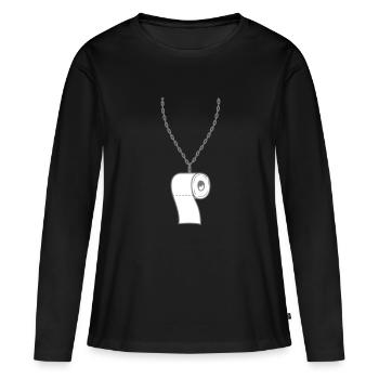 collier anhaenger bijoux toilettes papier klopa - T-shirt manches longues Premium bio Femme - noir - Devant - Julia (174cm)