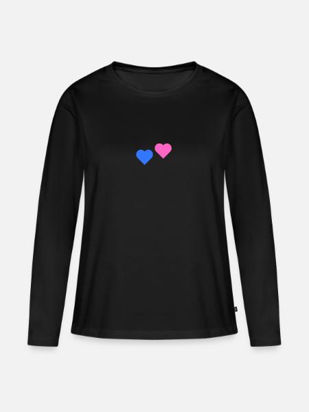 2 Herzen rosa blau - Frauen Premium Bio Langarmshirt - Schwarz