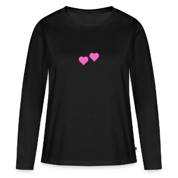 2herzen rosa - Frauen Premium Bio Langarmshirt - Schwarz - Vorne - Julia (174cm)