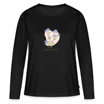 Dessin botanique myosotis - T-shirt manches longues Premium bio Femme - noir - Devant - Julia (174cm)
